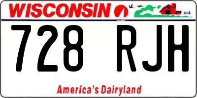 WI license plate 728RJH