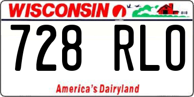 WI license plate 728RLO