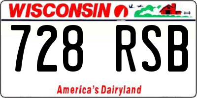 WI license plate 728RSB