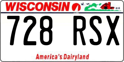 WI license plate 728RSX