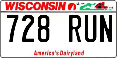 WI license plate 728RUN