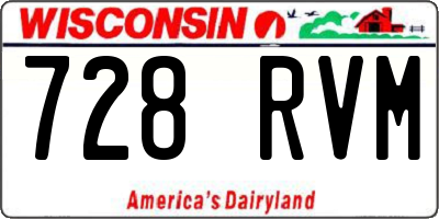 WI license plate 728RVM