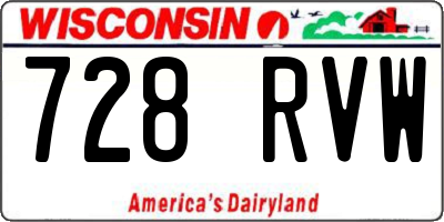 WI license plate 728RVW