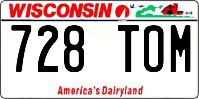 WI license plate 728TOM