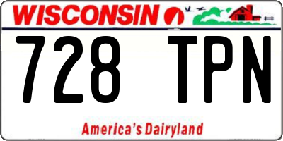WI license plate 728TPN