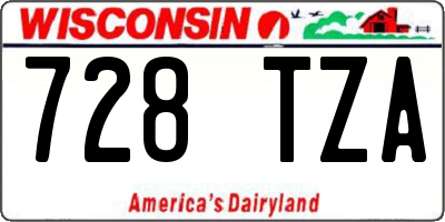 WI license plate 728TZA