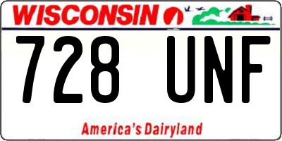 WI license plate 728UNF