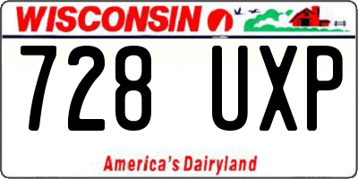 WI license plate 728UXP
