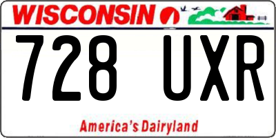 WI license plate 728UXR