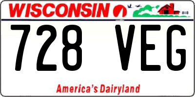 WI license plate 728VEG