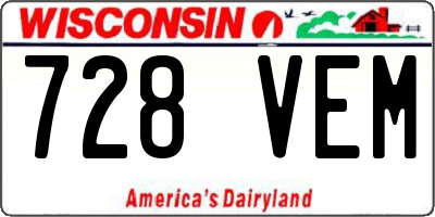 WI license plate 728VEM