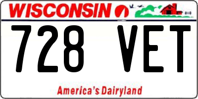 WI license plate 728VET