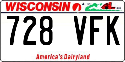 WI license plate 728VFK