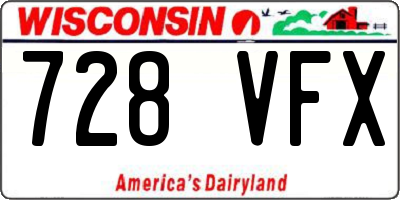 WI license plate 728VFX