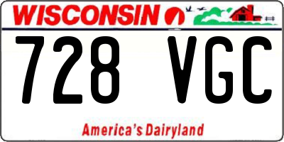 WI license plate 728VGC