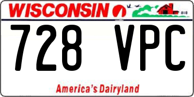 WI license plate 728VPC