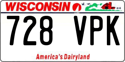 WI license plate 728VPK