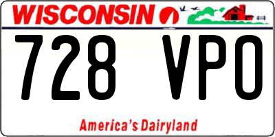 WI license plate 728VPO