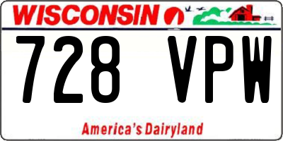 WI license plate 728VPW