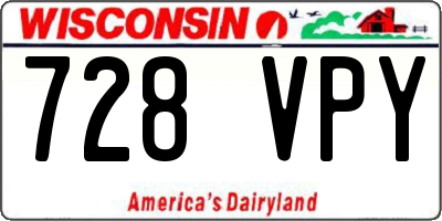 WI license plate 728VPY