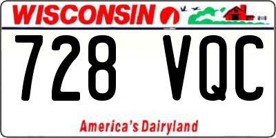 WI license plate 728VQC