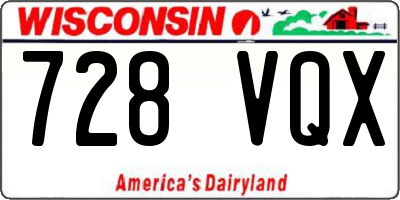 WI license plate 728VQX