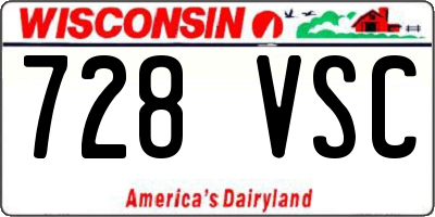 WI license plate 728VSC
