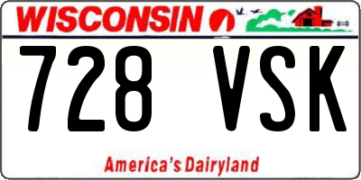 WI license plate 728VSK