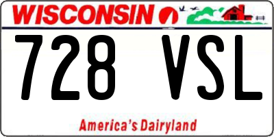 WI license plate 728VSL