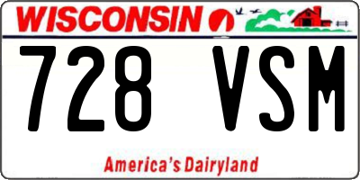 WI license plate 728VSM