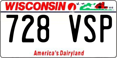 WI license plate 728VSP