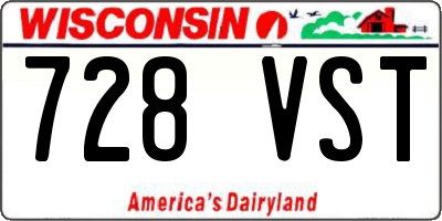 WI license plate 728VST