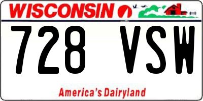 WI license plate 728VSW