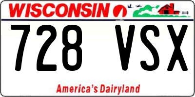 WI license plate 728VSX