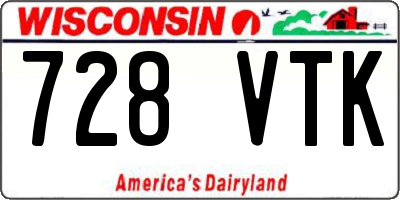 WI license plate 728VTK