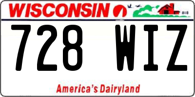 WI license plate 728WIZ