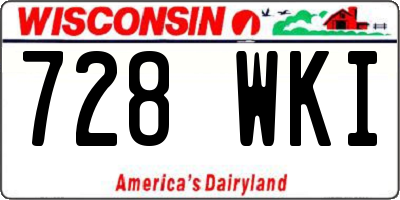 WI license plate 728WKI