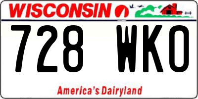 WI license plate 728WKO