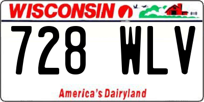 WI license plate 728WLV