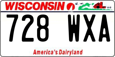 WI license plate 728WXA