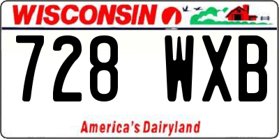 WI license plate 728WXB