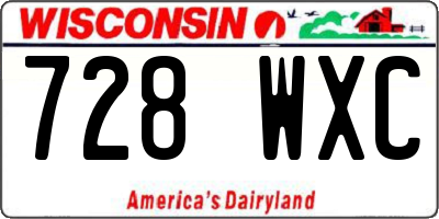 WI license plate 728WXC