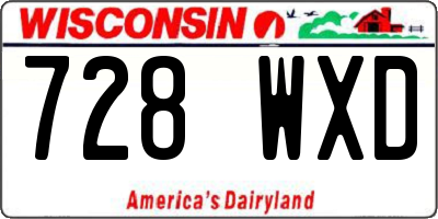 WI license plate 728WXD