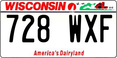 WI license plate 728WXF