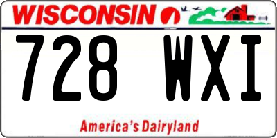 WI license plate 728WXI