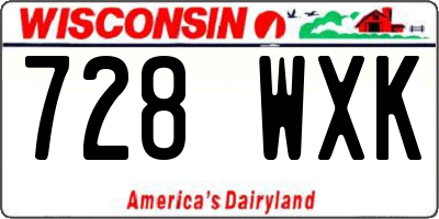 WI license plate 728WXK