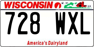 WI license plate 728WXL