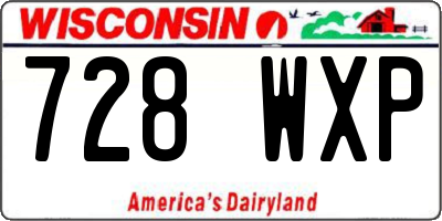 WI license plate 728WXP