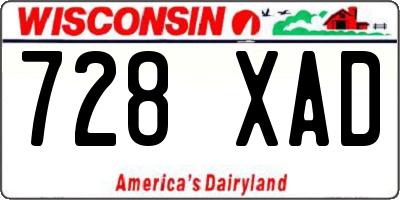 WI license plate 728XAD