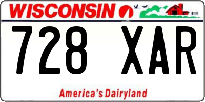WI license plate 728XAR